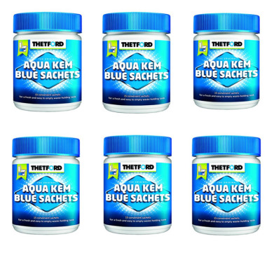 Pack 6 THETFORD Aqua-Kem Bleu x 15 Sachets Traitement Des Matières