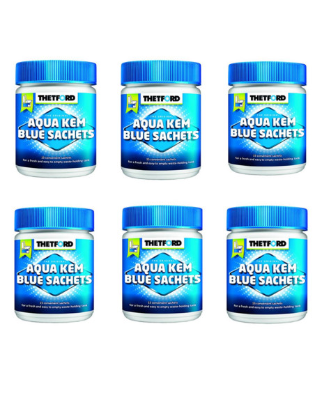 Pack 6 THETFORD Aqua-Kem Bleu x 15 Sachets Traitement Des Matières