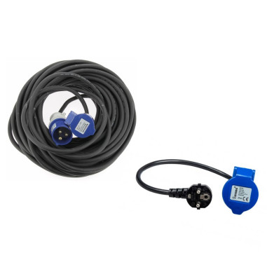 Pack HABA Rallonge Néoprène CEE 17 30 m x 1.5mm2 Raccordement+ ANTARION Adaptateur Femelle P17 230V 1.5M Pour Camping-Car