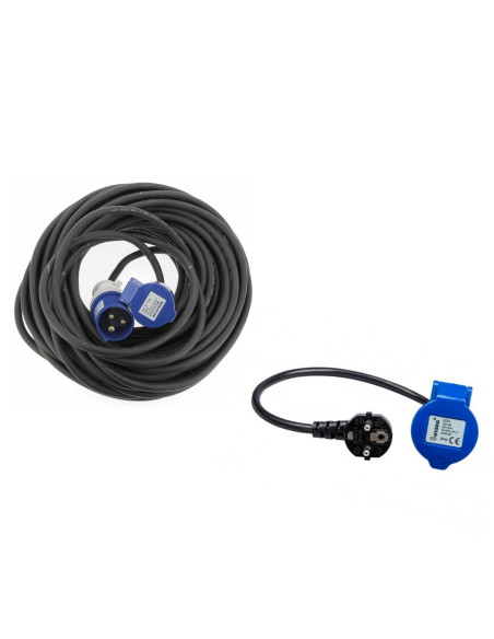 Pack HABA Rallonge Néoprène CEE 17 30 m x 1.5mm2 Raccordement+ ANTARION Adaptateur Femelle P17 230V 1.5M Pour Camping-Car