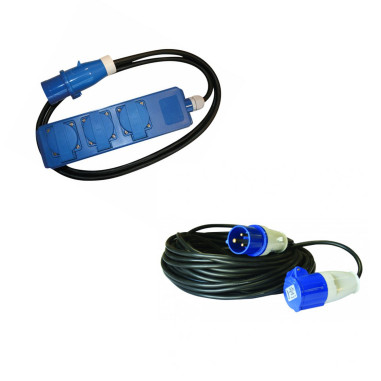 Pack HABA Rallonge Multiprise 1.5 Mètres + ANTARION Rallonge Electrique 15M Prise P17 Pour Raccordement Borne Camping-Car
