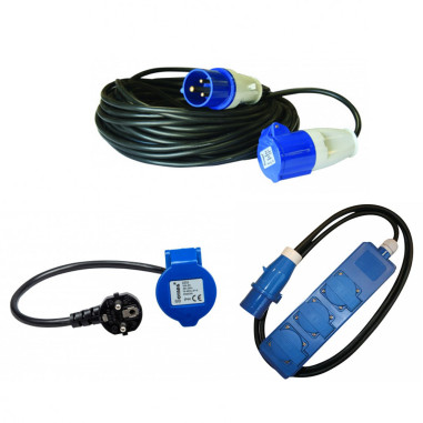 Pack Antarion Rallonge Electrique 15M Pour Raccordement Borne + Adaptateur Femelle 230V 50cm + HABA Rallonge multiprise 1.5m