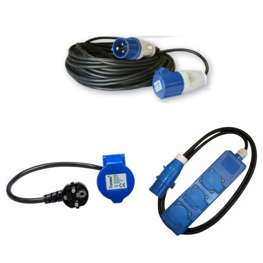 Pack ANTARION Rallonge Electrique 25m Pour Raccordement Borne + Adaptateur Femelle 230V CEE 50cm + HABA Rallonge Multiprise 1.5m