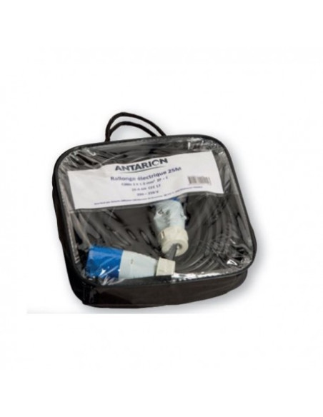 Pack ANTARION Rallonge Electrique 25m Pour Raccordement Borne + Adaptateur Femelle 230V CEE 50cm + HABA Rallonge Multiprise 1.5m