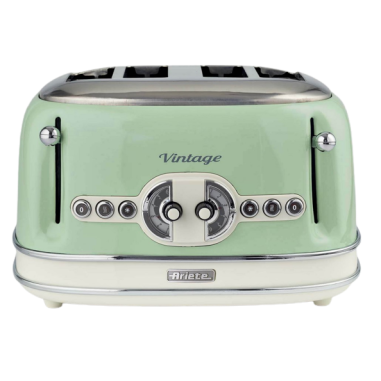 ARIETE Grille-pain 4 Fentes 1600W Ramasse-miettes Amovible Vert Rétro
