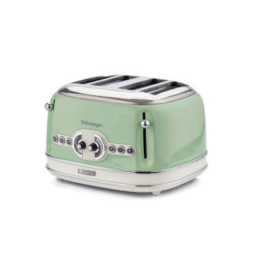 ARIETE Grille-pain 4 Fentes 1600W Ramasse-miettes Amovible Vert Rétro
