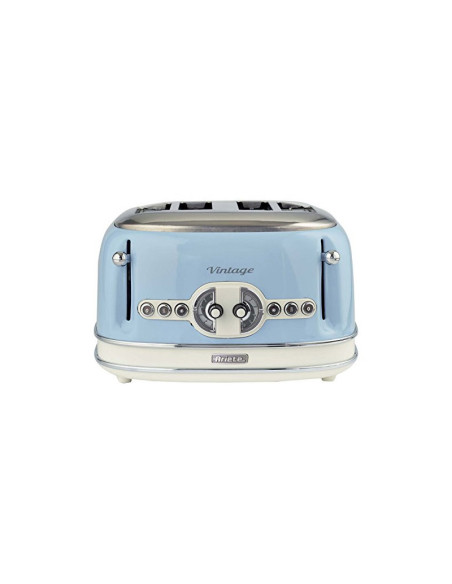 ARIETE Grille-pain 4 Fentes 1600W Ramasse-miettes Amovible Bleu Rétro