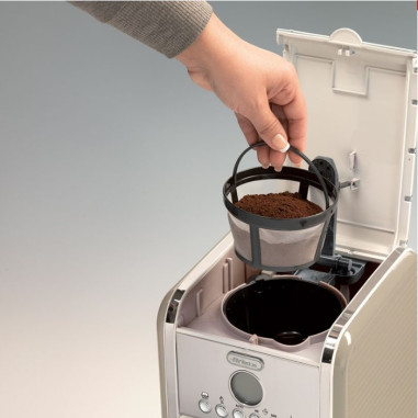 ARIETE Cafetière à Filtre 12 Tasses Vintage Programmable Beige