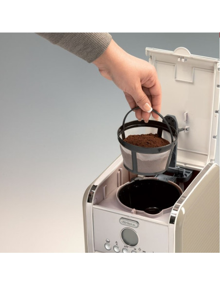 ARIETE Cafetière à Filtre 12 Tasses Vintage Programmable Beige