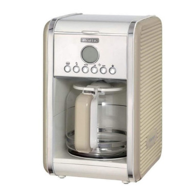 ARIETE Cafetière à Filtre 12 Tasses Vintage Programmable Beige