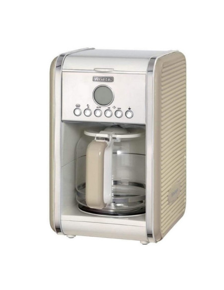 ARIETE Cafetière à Filtre 12 Tasses Vintage Programmable Beige