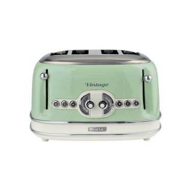 Pack ARIETE Bouilloire Electrique 1L Sans Fil 1630W + Grille-pain 4 Fentes 1600W Ramasse-Miettes Vert Rétro