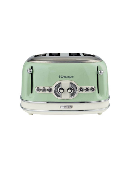 Pack ARIETE Bouilloire Electrique 1L Sans Fil 1630W + Grille-pain 4 Fentes 1600W Ramasse-Miettes Vert Rétro