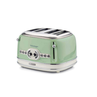 Pack ARIETE Bouilloire Electrique 1L Sans Fil 1630W + Grille-pain 4 Fentes 1600W Ramasse-Miettes Vert Rétro