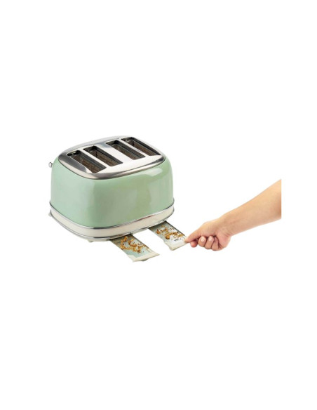 Pack ARIETE Bouilloire Electrique 1L Sans Fil 1630W + Grille-pain 4 Fentes 1600W Ramasse-Miettes Vert Rétro