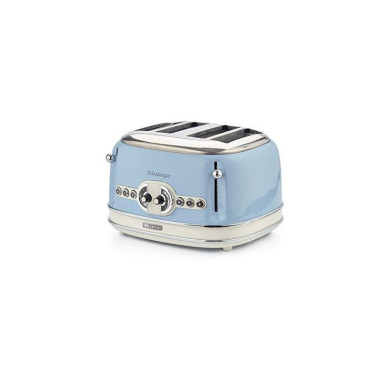 Pack ARIETE Bouilloire Electrique 1L Sans Fil 1630W + Grille-pain 4 Fentes 1600W Bleu Rétro