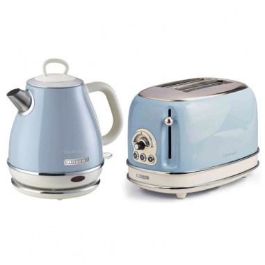 Pack ARIETE Bouilloire électrique 1L + Grille-Pain Acier Bleu Vintage Rétro
