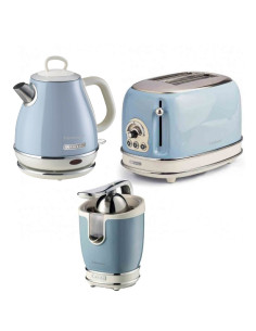 Pack ARIETE Bouilloire électrique 1L + Grille-Pain Acier + Presse-agrumes électrique Bleu Vintage Rétro