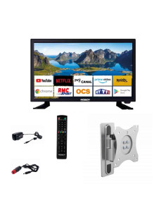 Pack ANTARION Tv Led 22" 55 cm Téléviseur Full HD Andoid Smart + Support Tv Camping Car 180° Bras En Aluminium