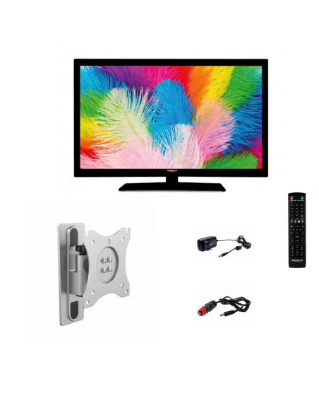 Pack ANTARION TV Led 22" 55 cm Full HD 12V + Support TV 180° Camping-Car Bateau Camion