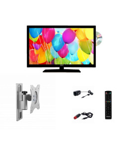 Pack ANTARION TV Led 22" 55 cm Téléviseur DVD Intégré Compatible 12V + Support TV 180° Camping-Car