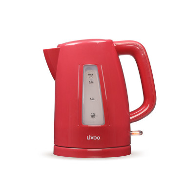 PACK LIVOO Bouilloire Electrique Rouge 1.7L 2200W Filtre Anti-Calcaire + Grille-Pain Toaster 750W 2 Fentes 3 Témoins LED