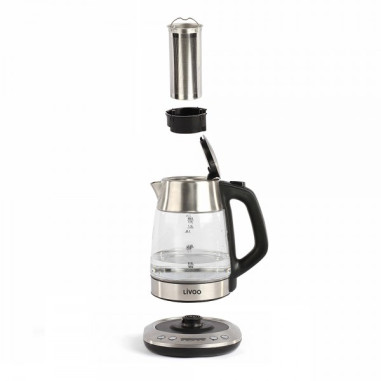 Pack LIVOO Cafetière Filtre 1.5 900W + Bouilloire Electrique 1.7L 2200W Gris