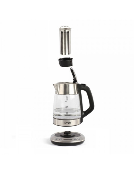 Pack LIVOO Cafetière Filtre 1.5 900W + Bouilloire Electrique 1.7L 2200W Gris