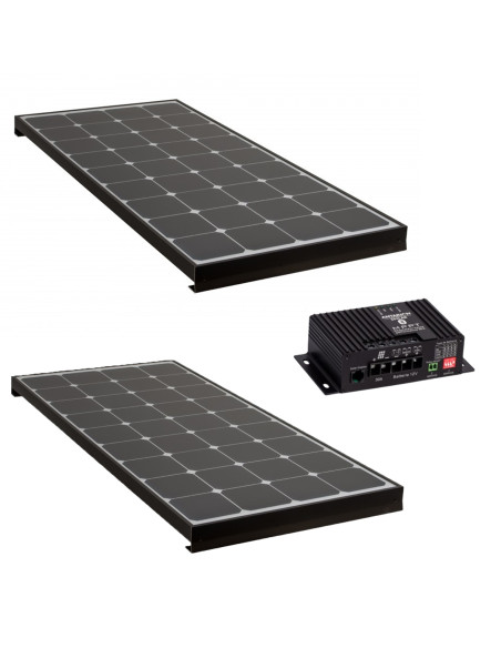 PACK 2x ANTARION BLACK BOOSTER 170W Panneau solaire Camping Car + Kit de pose Régulateur de charge