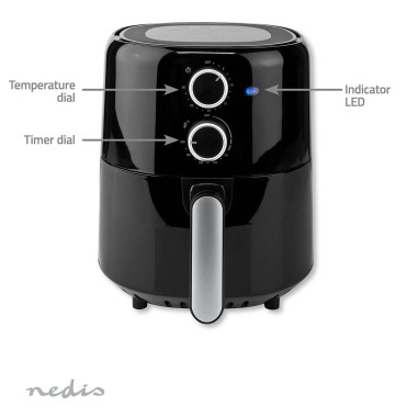NEDIS Friteuse à air chaud 3l 1500w noir Air Fryer KAAF130BK