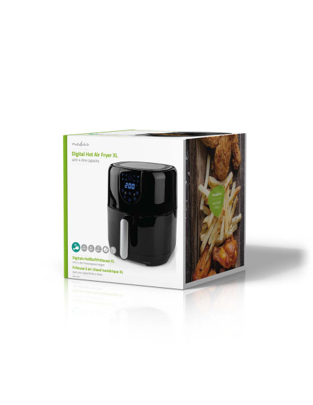 NEDIS KAAF150BK Air Fryer 4L Minuteur 60 min 8 Programmes