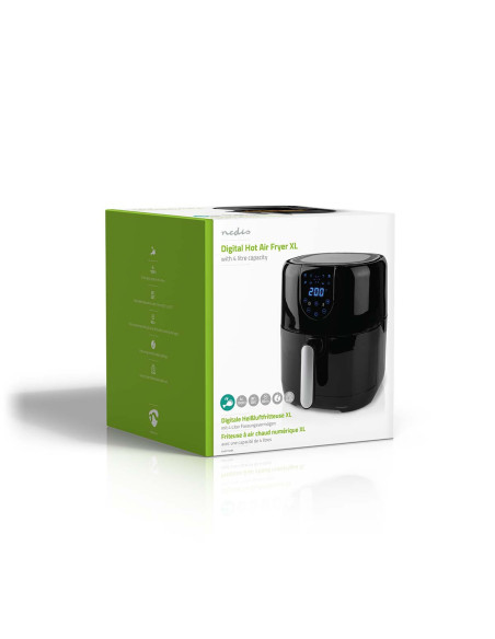NEDIS KAAF150BK Air Fryer 4L Minuteur 60 min 8 Programmes