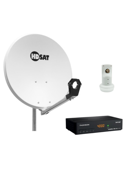 HDSAT Pack Parabole satellite acier 60cm avec Support LNB +LNB Single + Décodeur Satellite HD TNTSAT ASTRA + Carte
