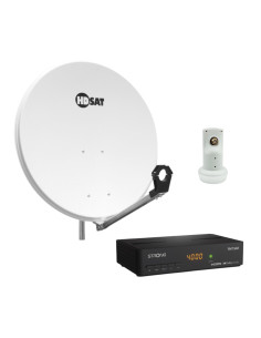 HDSAT Pack Parabole satellite acier 80cm avec Support LNB + LNB Single + Décodeur Satellite ASTRA HD + Carte