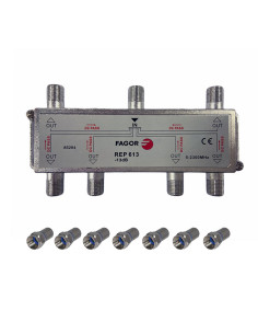 Pack FAGOR Répartiteur Antenne TV ou SAT 1 Entrée 6 sorties 5-2300Mhz + 7 Fiches F 7mm Haute Qualité