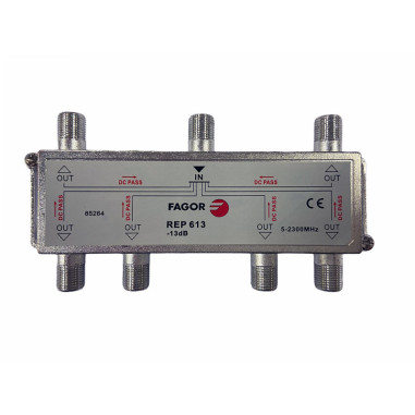 Pack FAGOR Répartiteur Antenne TV ou SAT 1 Entrée 6 sorties 5-2300Mhz + 7 Fiches F 7mm Haute Qualité