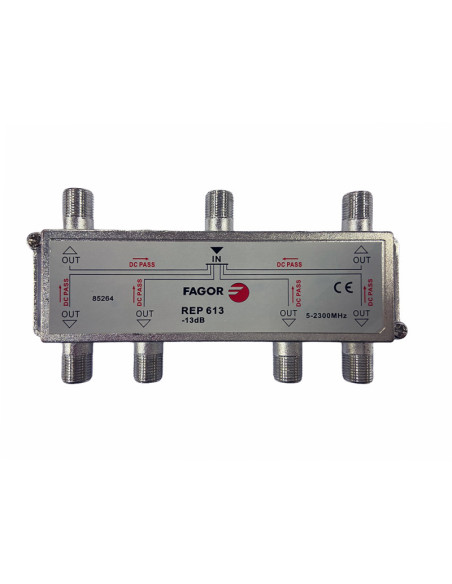 Pack FAGOR Répartiteur Antenne TV ou SAT 1 Entrée 6 sorties 5-2300Mhz + 7 Fiches F 7mm Haute Qualité