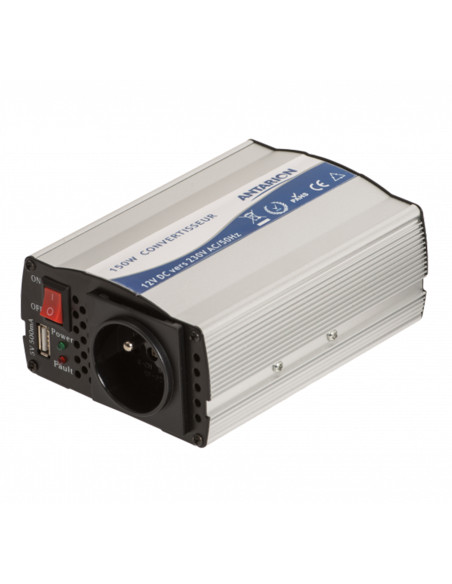 ANTARION Convertisseur 150W 12V/230V avec prise USB et Allume cigare