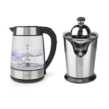 Pack NEDIS Bouilloire électrique 1.7L + Presse-agrumes en Acier