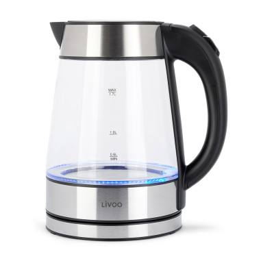 LIVOO Bouilloire en Verre 1.7L 2200W Proctection Anti-surchauffe
