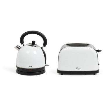 LIVOO Pack Petit Déjeuner Bouilloire 1.8L + Grille-pain 2 Fentes Vintage