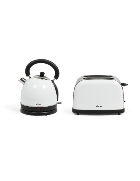 LIVOO Pack Petit Déjeuner Bouilloire 1.8L + Grille-pain 2 Fentes Vintage