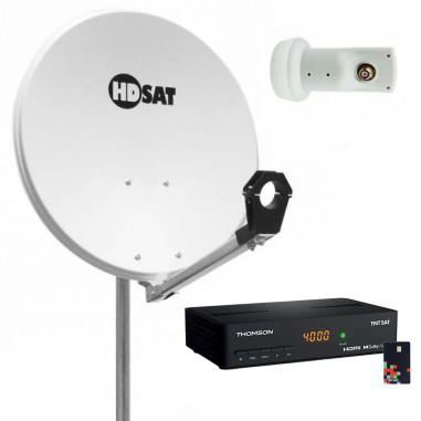 Pack HDSAT Parabole satellite acier 65cm + Récepteur ASTRA + LNB Single