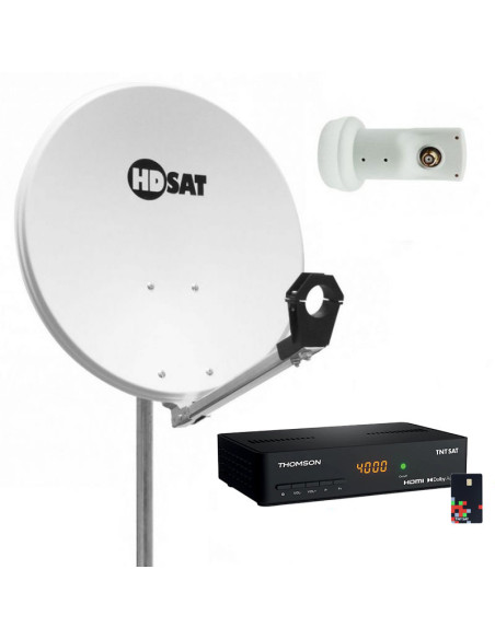 Pack HDSAT Parabole satellite acier 80cm + Récepteur ASTRA + LNB Single