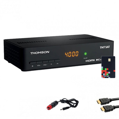 Pack THOMSON Récepteur TV Satellite Full HD + Carte d'accès TNTSAT + Câble HDMI + Câble 12V