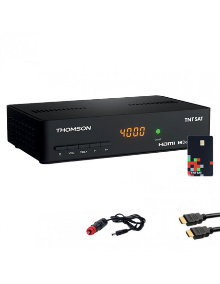 Pack THOMSON Récepteur TV Satellite Full HD + Carte d'accès TNTSAT + Câble HDMI + Câble 12V