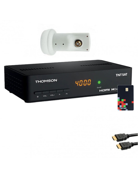 Pack THOMSON Récepteur TV Satellite Full HD + Carte d'accès TNTSAT + LNB Single HDSAT