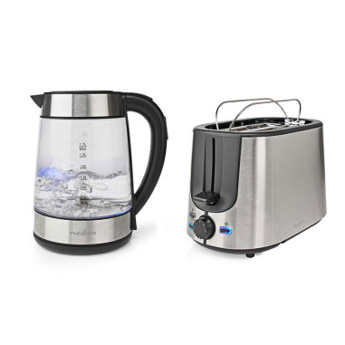 PACK NEDIS Bouilloire 1.7L 2200W + Grille-pain 2 Fentes 1000W