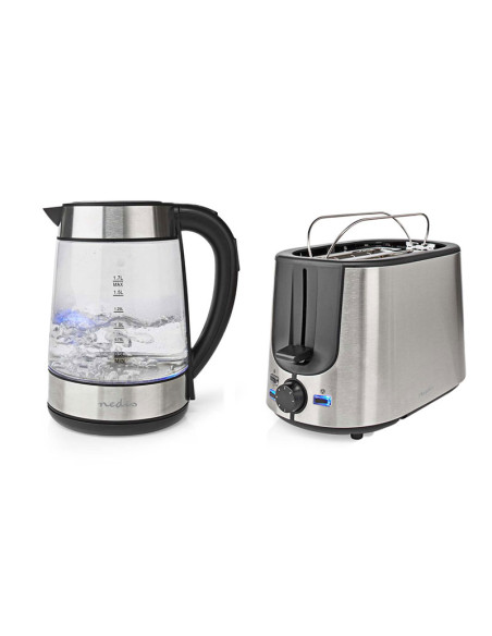 PACK NEDIS Bouilloire 1.7L 2200W + Grille-pain 2 Fentes 1000W