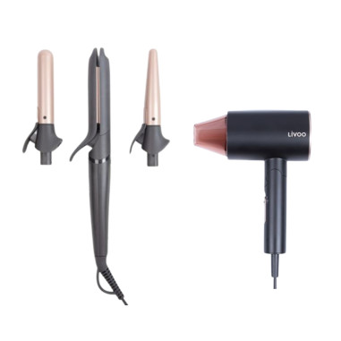 PACK LIVOO Sèche-Cheveux 1600W Ionique + Multistyler Lisseur-Boucleur 40W ON/OFF